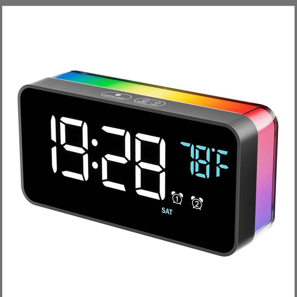 CHOUYONL Digital Alarm Clock RGB Night Light Dual Alarm Bluetooth Sync
